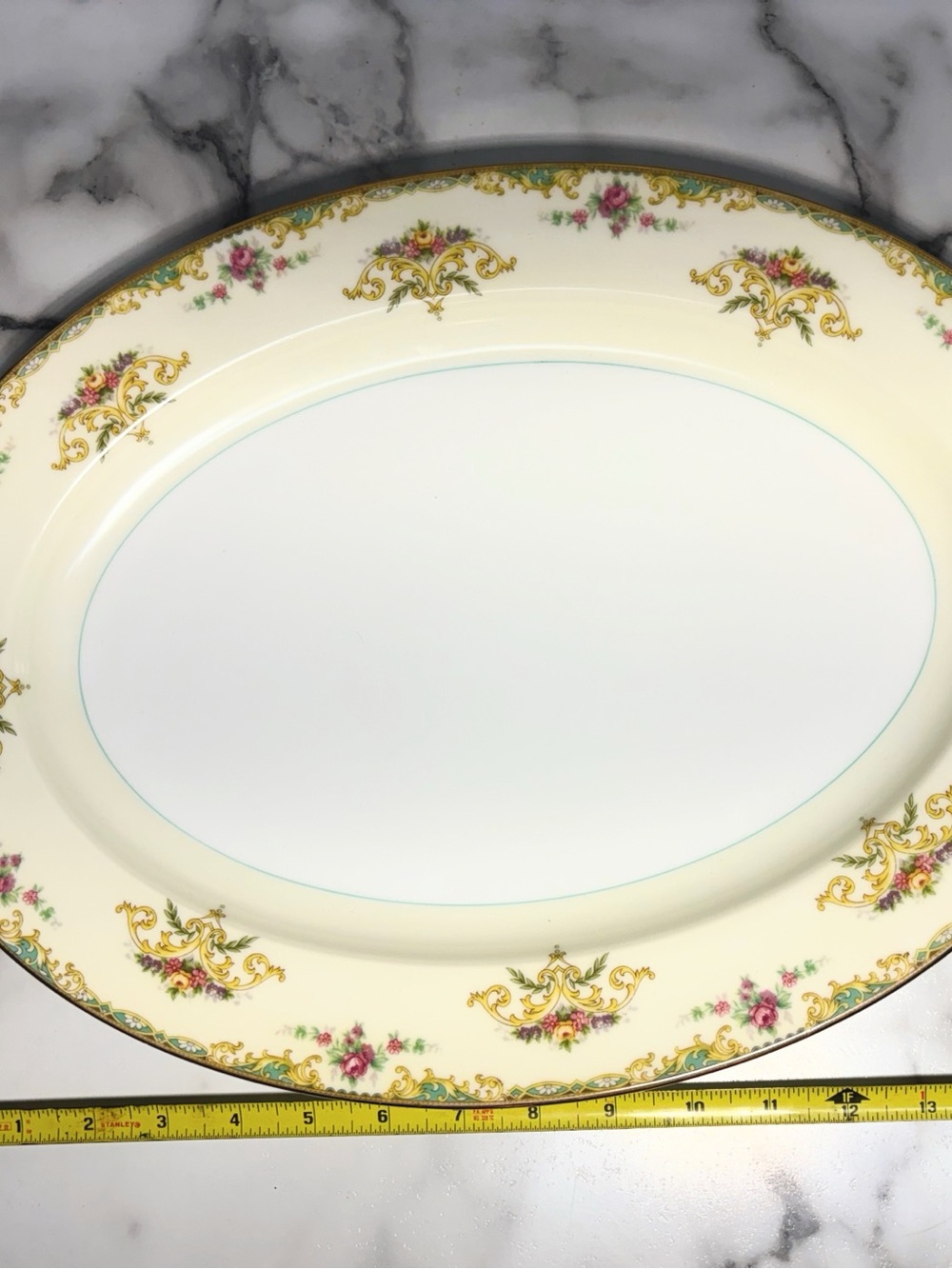 Noritake Cream and Gold Floral Porcelain Serving Platter